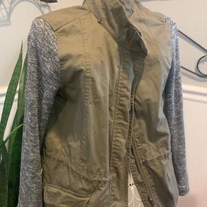 Love Tree Khaki and Heather Gray Utility Jacket